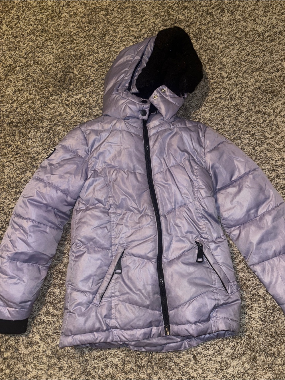 Justice Lilac Hooded Puffer Jacket